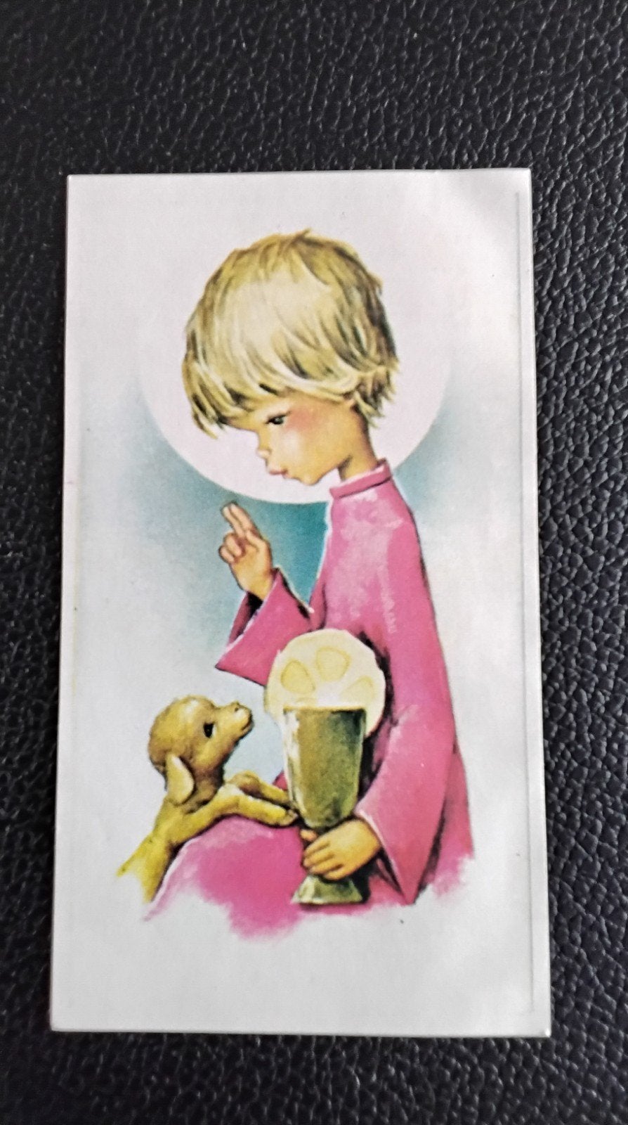 Vintage bidprentjes: Eerste Communie & Beschermengel, Ophalen of Verzenden, Gebruikt, Kaart of Prent