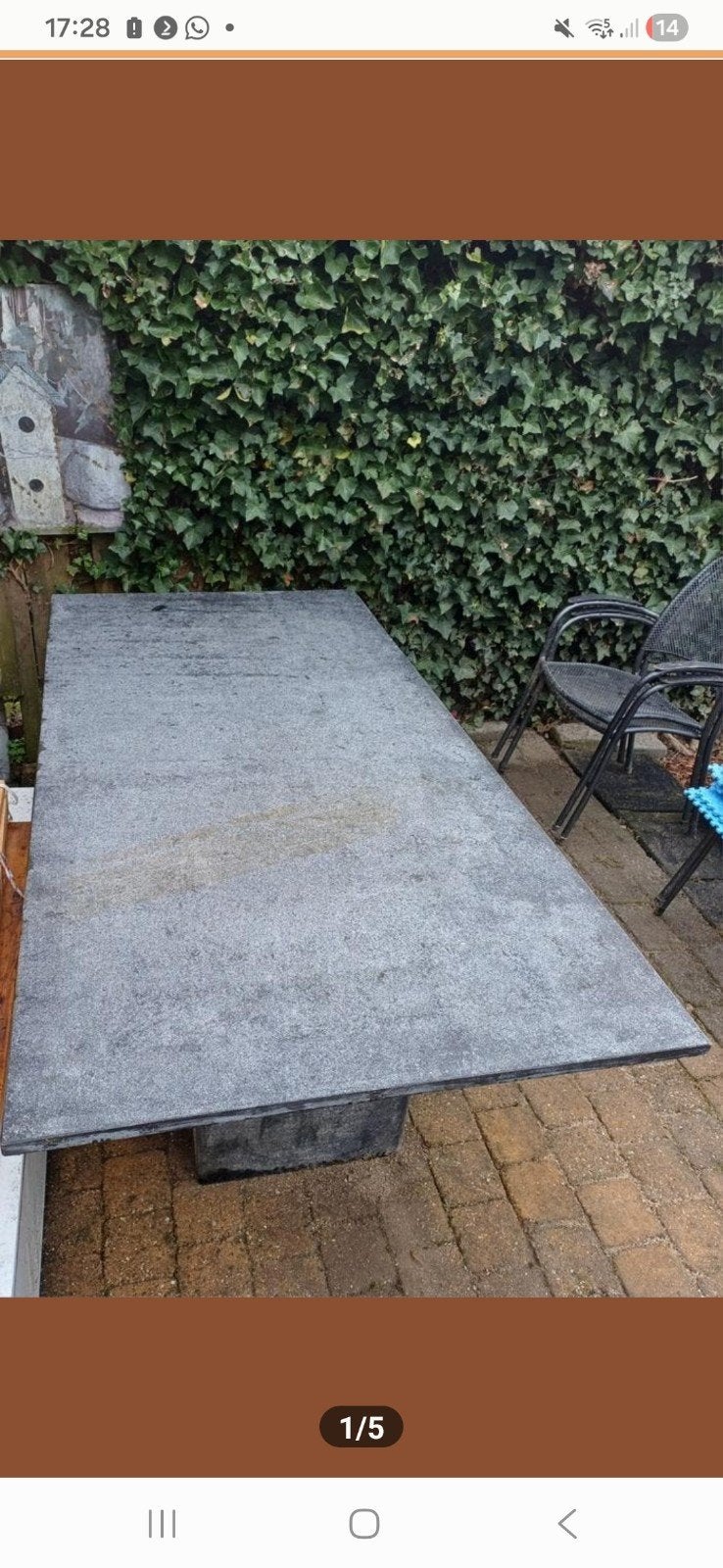 natuurstenen tuintafel met stoelen, Ophalen, Gebruikt