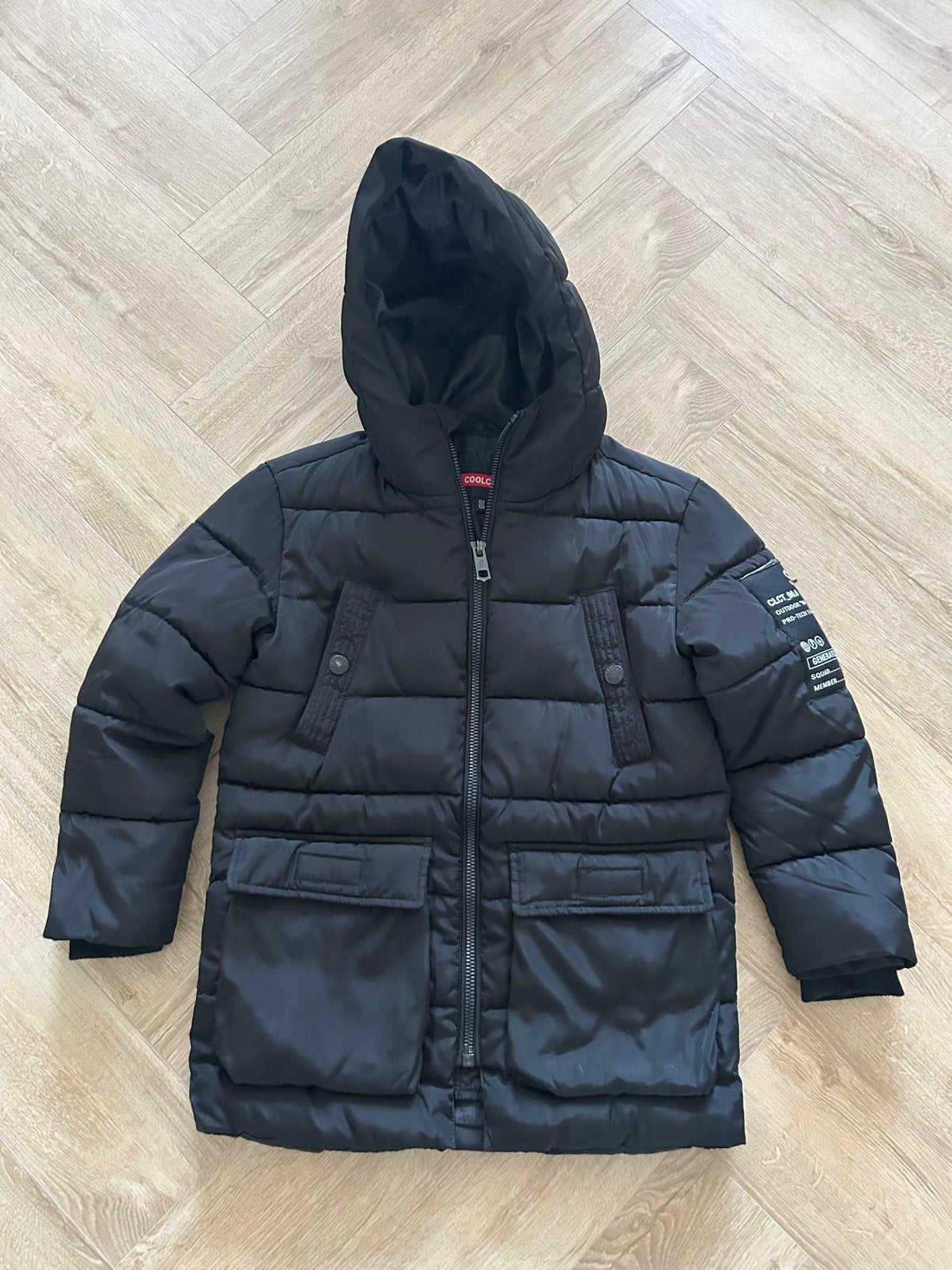 Zwarte jongens parka model winterjas Coolcat, Ophalen of Verzenden, Gebruikt, Jongen, Jas