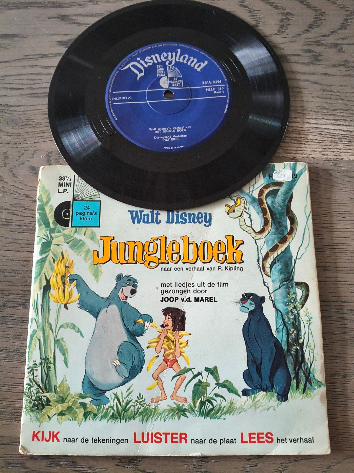 Walt Disney Jungleboek boek met plaat en liedjes, Ophalen of Verzenden, Gelezen, Walt Disney / R. Kipling, Sprookjes