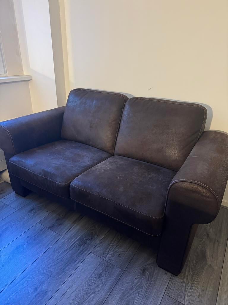 Bruin leren bank, Ophalen, Gebruikt, 75 tot 100 cm, Leer