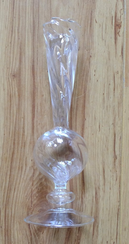 Brocant sierlijk vaasje dun glas transparant 22,8 cm hoog, Ophalen