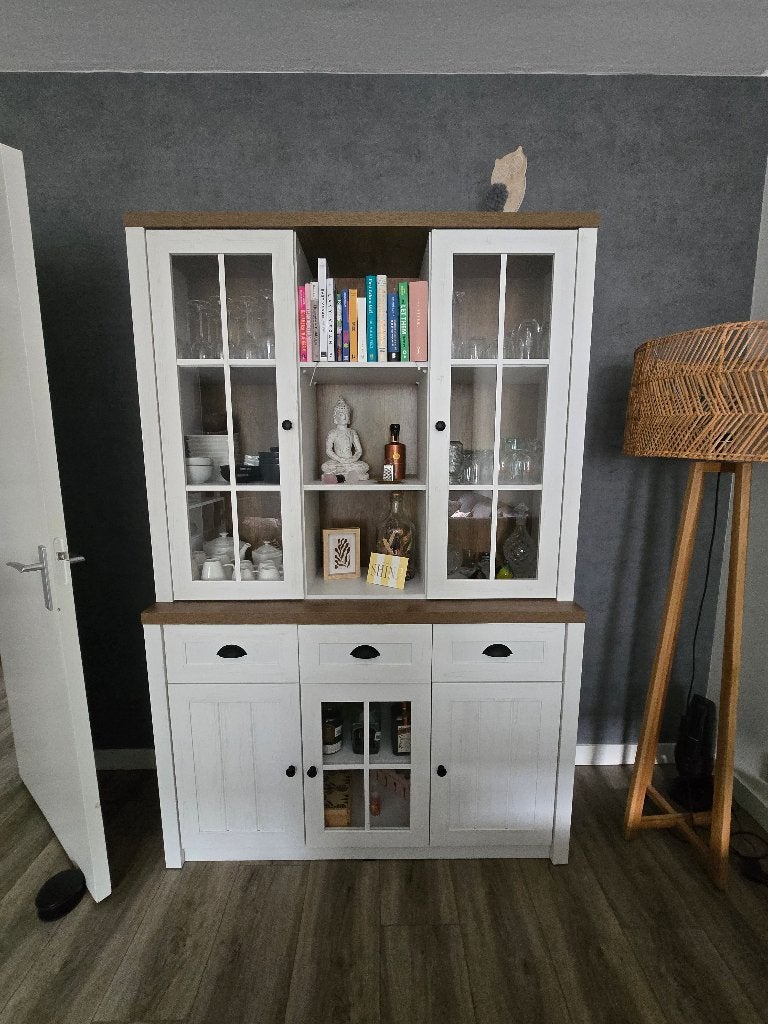 Wit - Eiken buffetkast, Huis en Inrichting, Kasten | Buffetkasten, Ophalen, Eikenhout, 150 tot 200 cm, 25 tot 50 cm