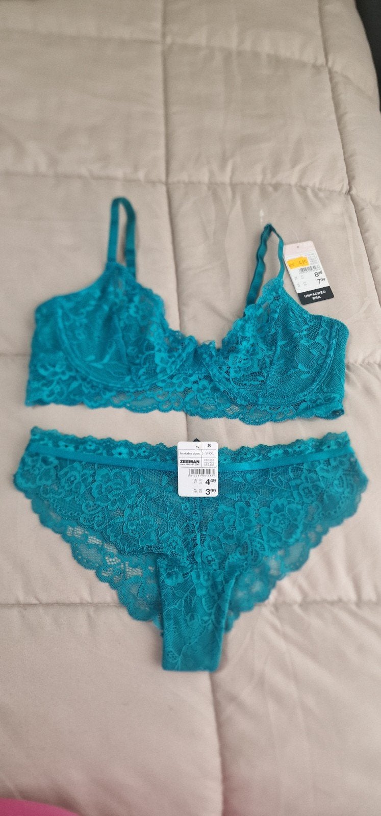 2x Zeeman Lingerie Setjes: BH en Slip in Paars en Groen, Zeeman, Ophalen of Verzenden, Paars, Setje