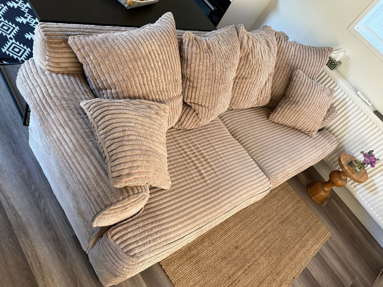 Comfortabele 3-zits bank met kussens, Ophalen, Gebruikt, Driepersoons, 75 tot 100 cm