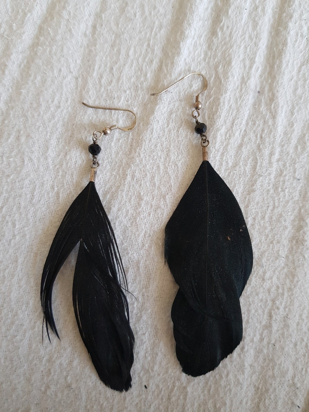 Zwarte veren oorbellen, Overige materialen, Zwart, Ophalen of Verzenden, Hangers