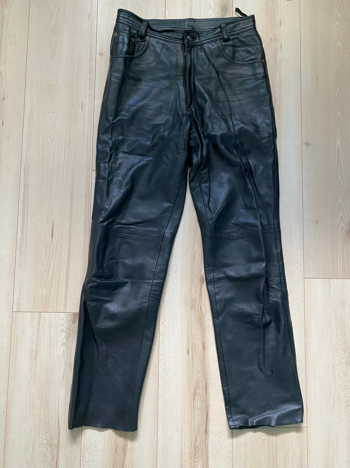 Zwarte leren broek, Ophalen of Verzenden, Gedragen, Zwart