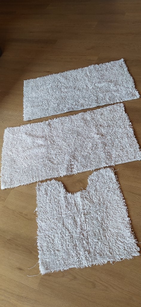 Badmat set, Twee badmatten en 1 toiletmat., Ophalen of Verzenden, Gebruikt, Wit, Badmat