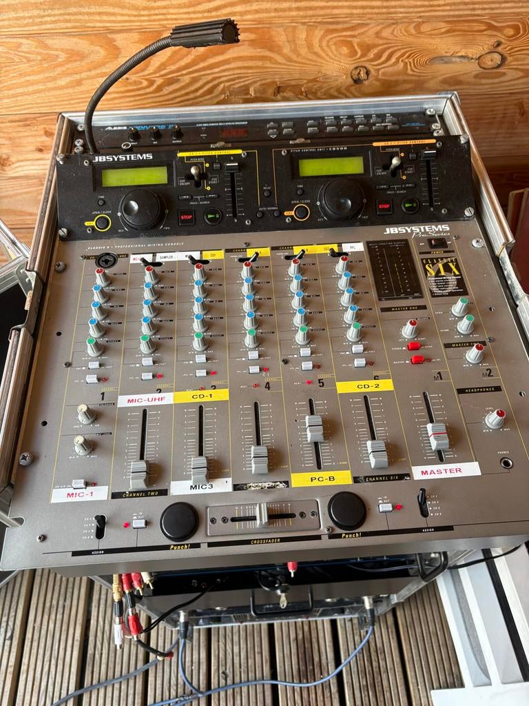 Complete DJ Set: Mengpaneel, CD-spelers, Versterker & JBL Sp, Ophalen of Verzenden, Gebruikt, Minder dan 5 kanalen, Microfooningang