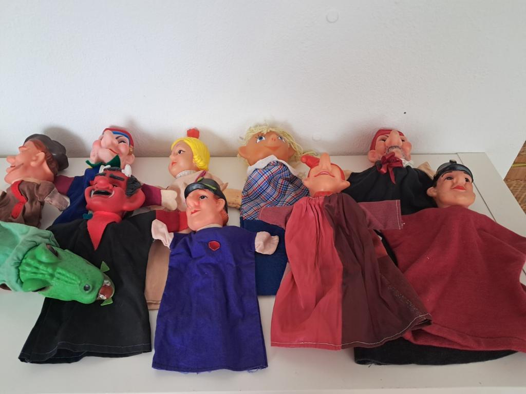 10 Vintage Handpoppen Set - Diverse Karakters, Ophalen of Verzenden, Gebruikt, Overige typen