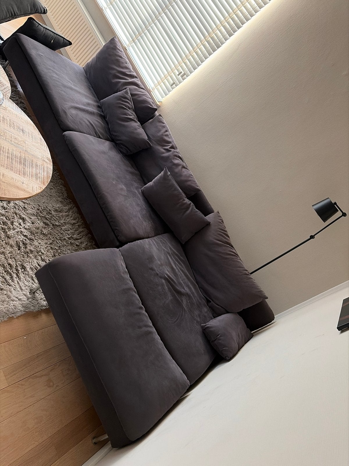 grijze hoekbank met chaise longue, Ophalen, Gebruikt, Hoekbank, 300 cm of meer