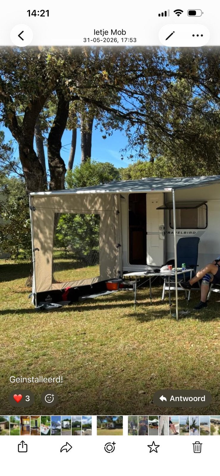 Caravan zakluifel, Ophalen, Gebruikt