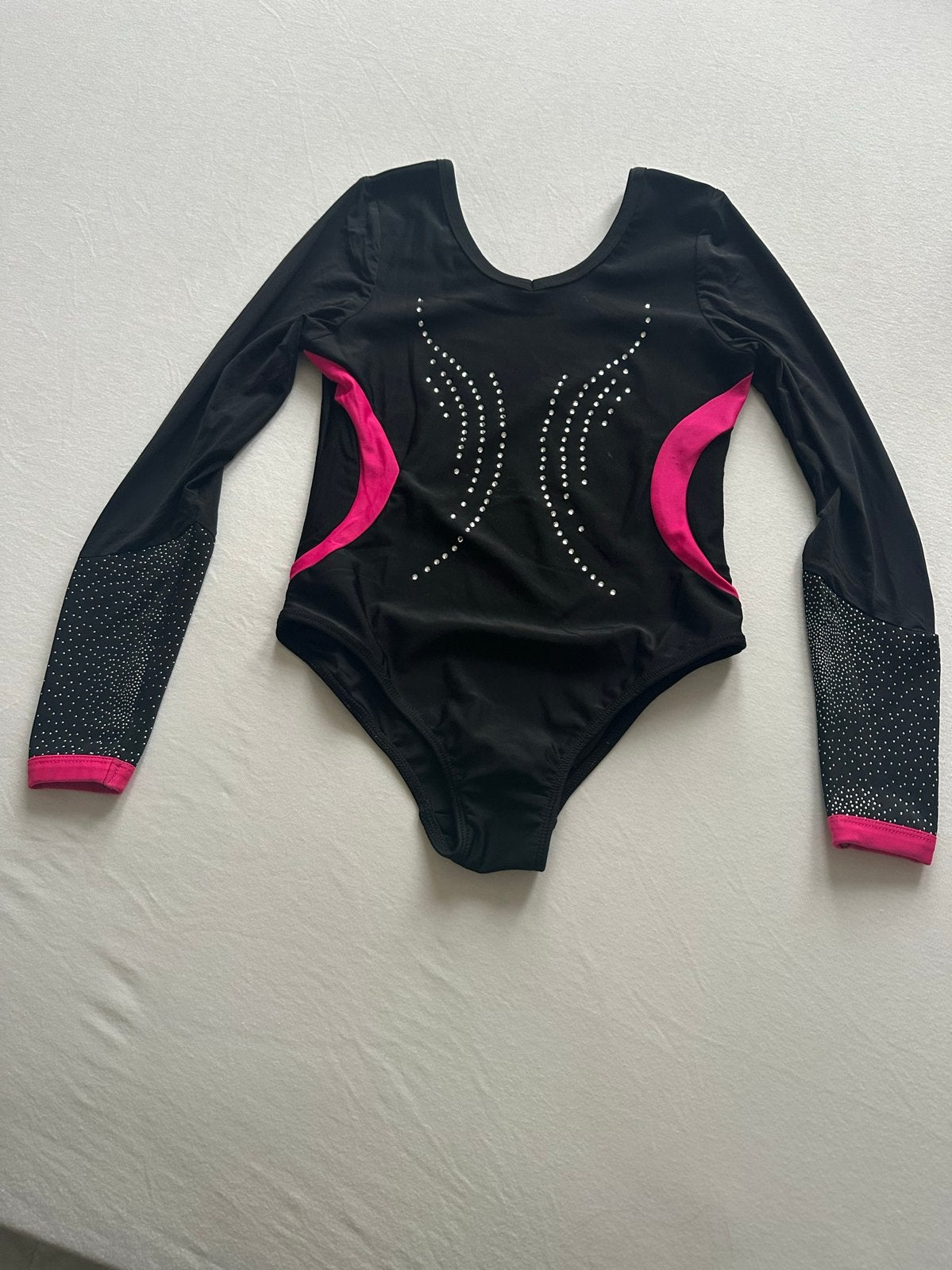 Energetics Turnpakje Zwart/Roze met Strass - Maat 140, Zwart, Zo goed als nieuw, Turnpak(je), Kindermaat 122 t/m 140