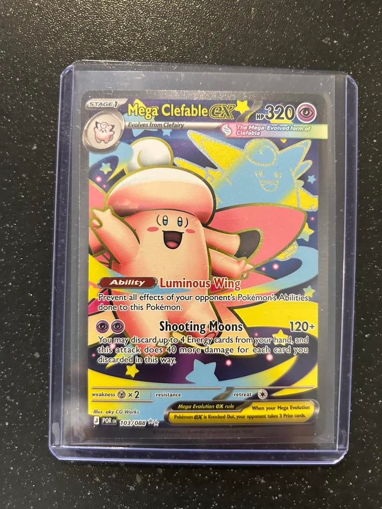 Mega Clefable EX Pokémon Kaart 103/088, Hobby en Vrije tijd, Verzamelkaartspellen | Pokémon, Zo goed als nieuw, Losse kaart, Foil