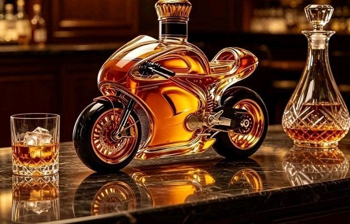 Mooie stoere drank karaf in de vorm van een motor ., Verzamelen, Ophalen of Verzenden, Nieuw, Fantasy
