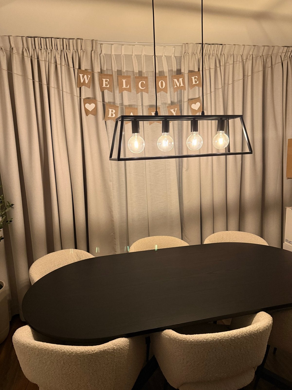 IKEA FELSISK Hanglamp 4 lampen zwart 81 cm, Ophalen, Zo goed als nieuw, Metaal, E27 (groot)