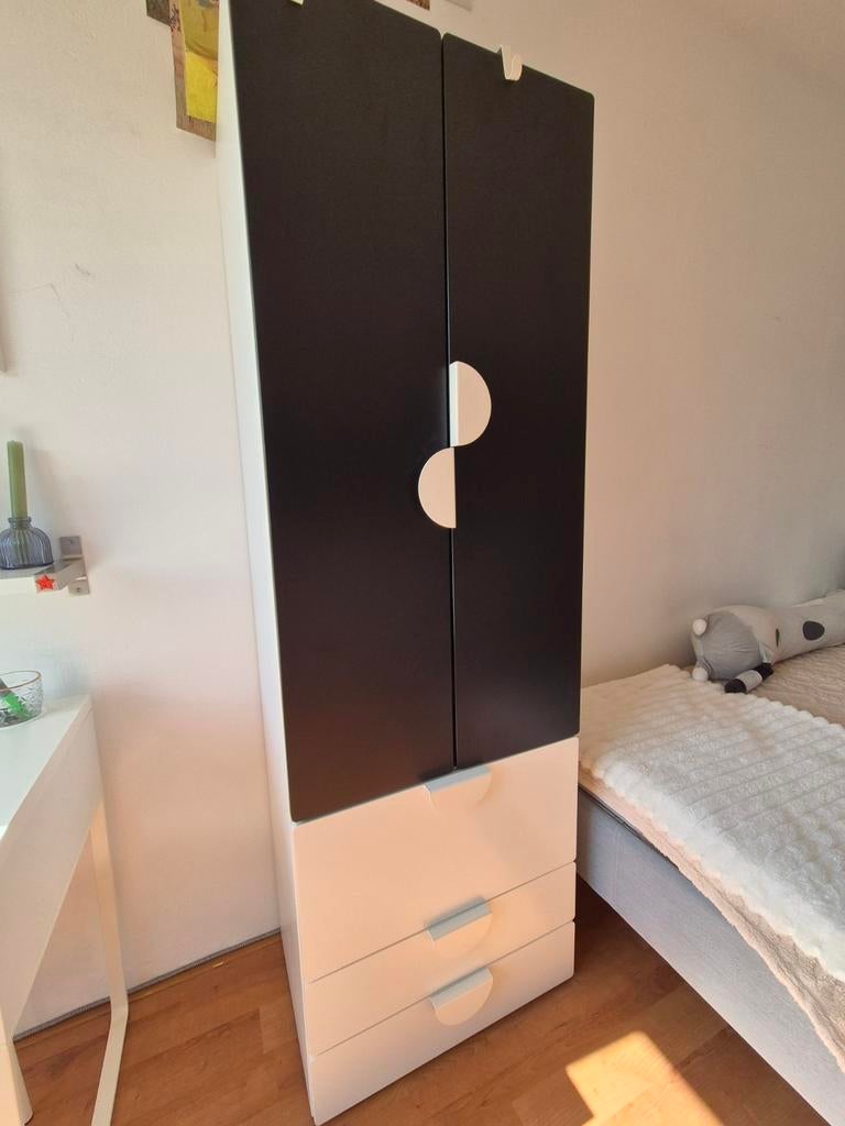 IKEA kledingkast zwart/wit met lades, Ophalen, Gebruikt, Modern, Hedendaags, 50 tot 100 cm