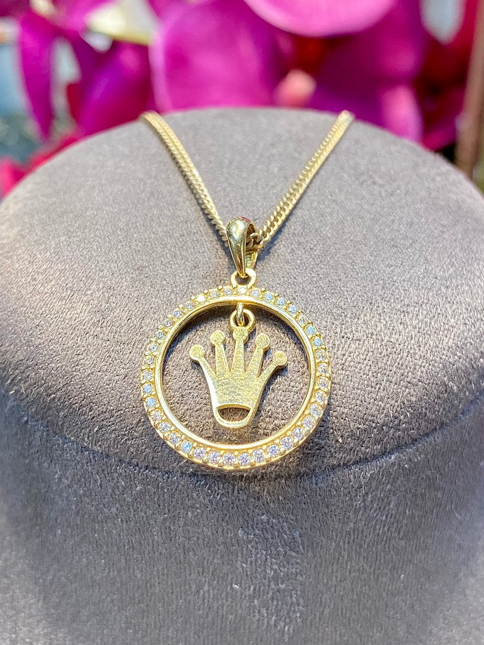 14k Gouden Ketting met Rolexhanger, Ophalen of Verzenden, Zo goed als nieuw, Goud