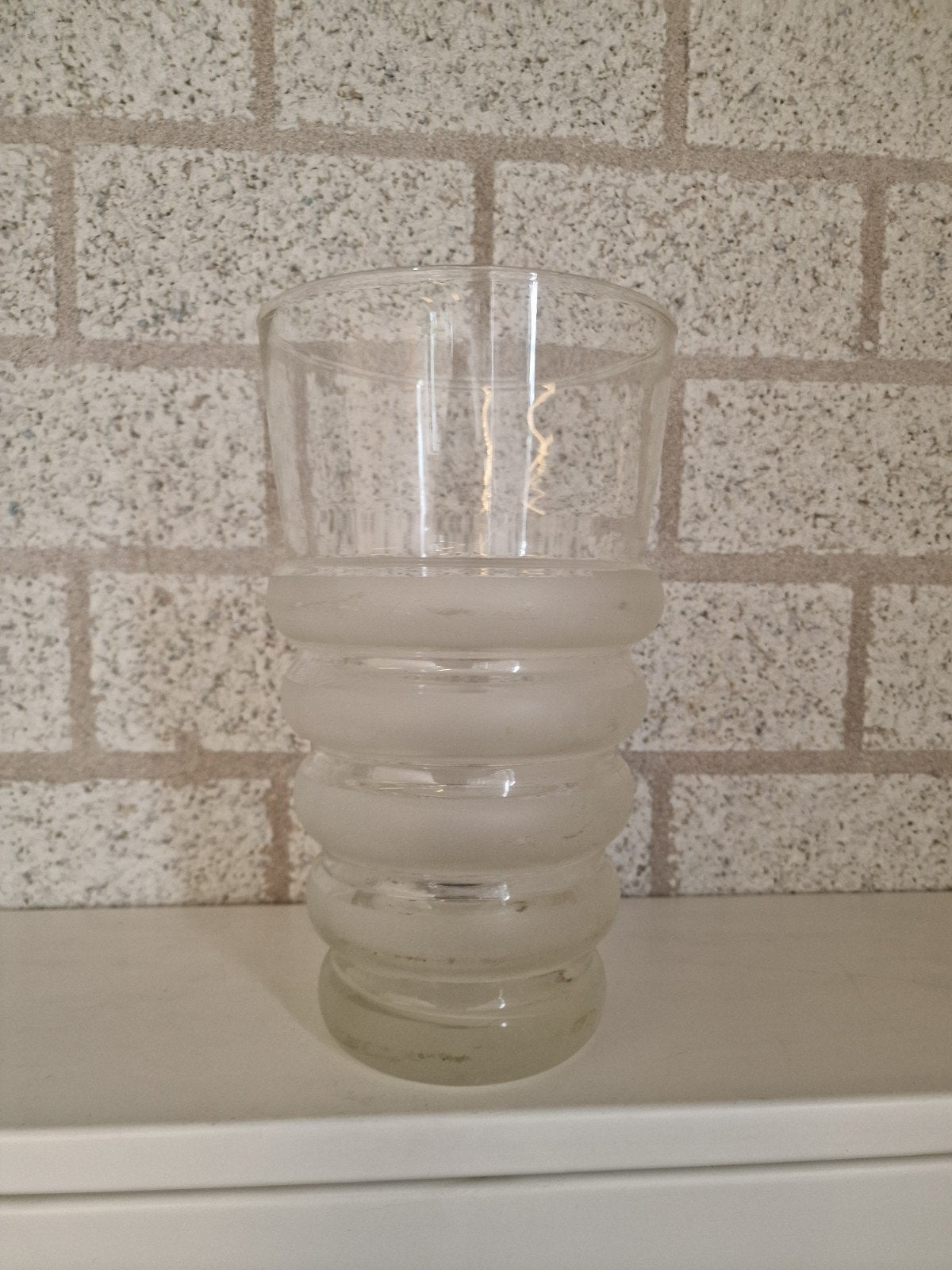 Glazen vaas transparant met mat glas ringen, Ophalen, Overige kleuren, Minder dan 50 cm, Glas