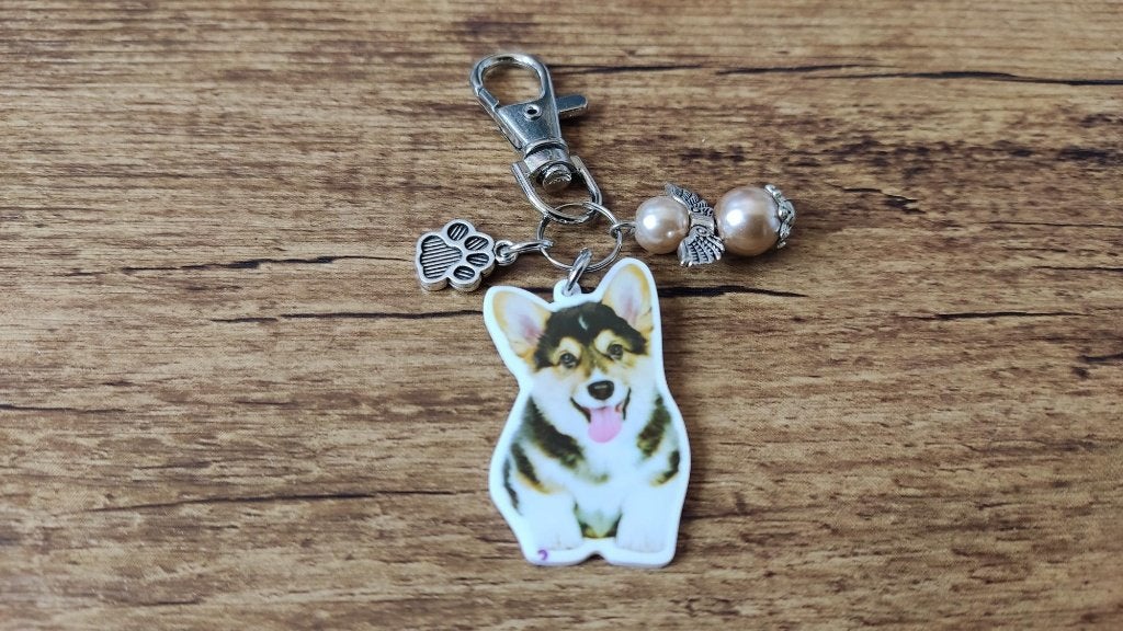 Tashanger Sleutelhanger Corgi pup met beschermengeltje, Verzenden, Nieuw, Overige kleuren, Handtas