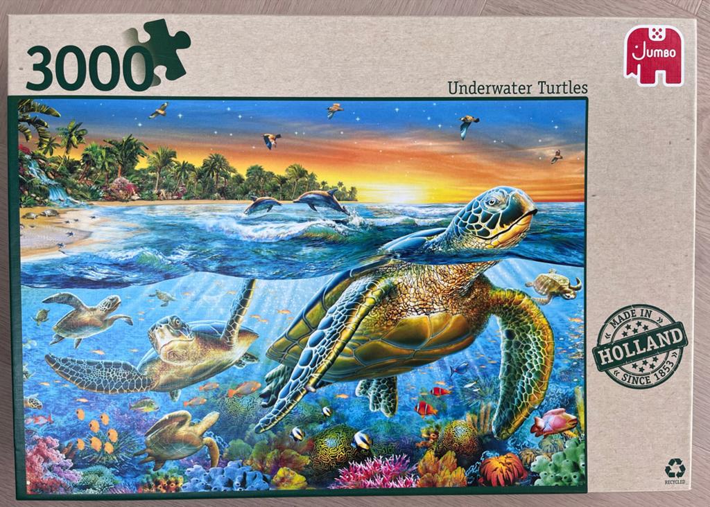 Jumbo Puzzel Underwater Turtles 3000 stukjes - Als nieuw, Ophalen of Verzenden, Meer dan 1500 stukjes, Zo goed als nieuw, Legpuzzel