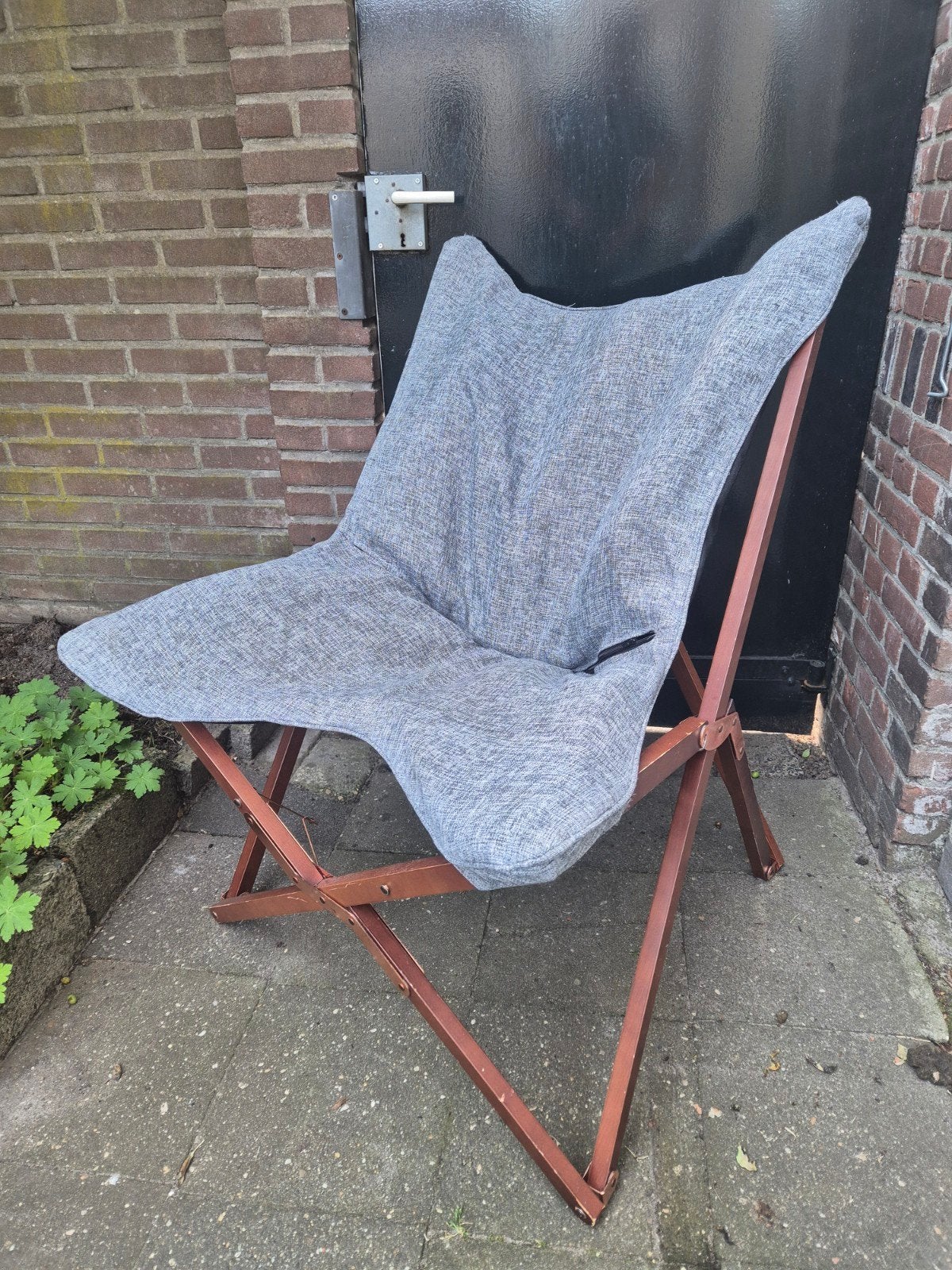 vlinderstoel klapstoel campingstoel, Tuin en Terras, Ophalen of Verzenden, Gebruikt, Metaal, Inklapbaar
