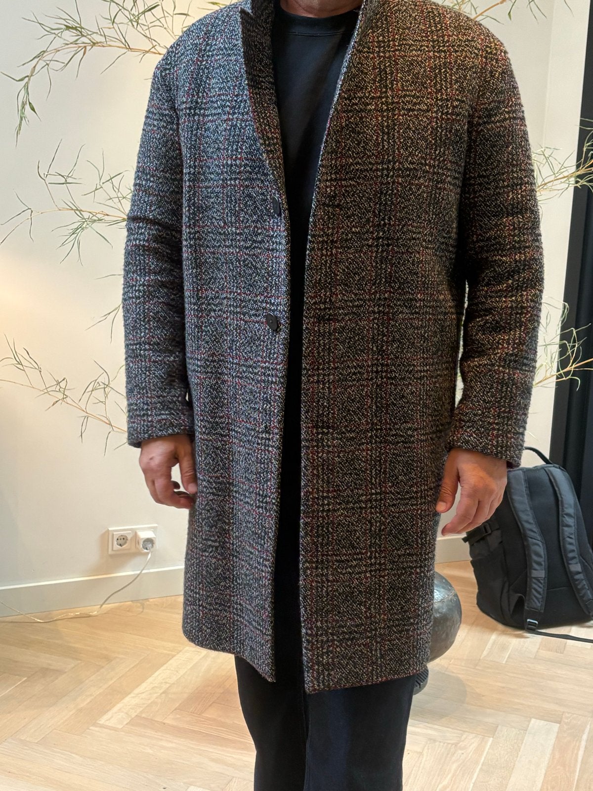 Essentiel Antwerp geruite wollen jas - Maat L, Ophalen of Verzenden, Zo goed als nieuw, Maat 52/54 (L), Meerkleurig
