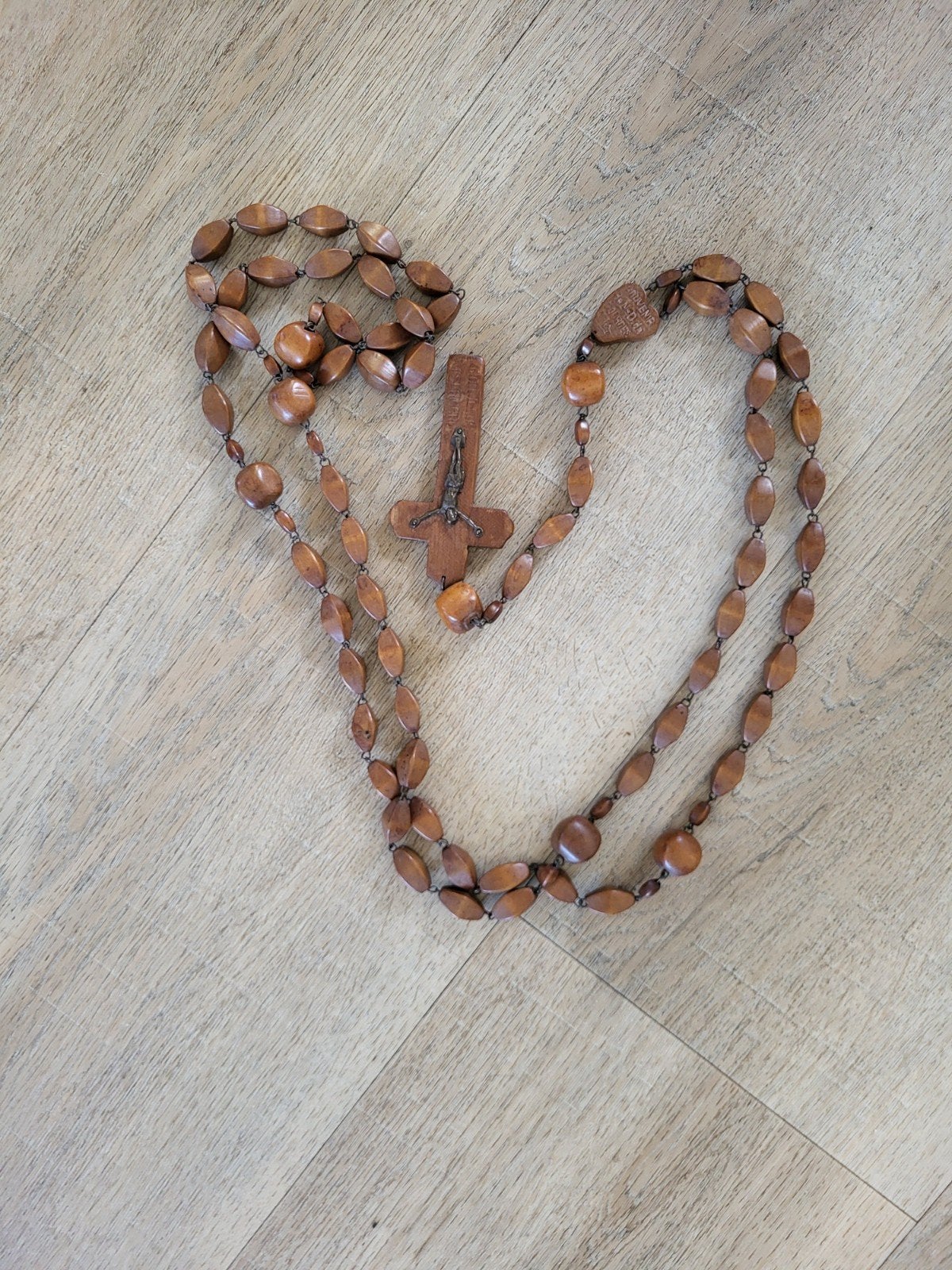 Antieke houten rozenkrans met kruisbeeld, Ophalen of Verzenden