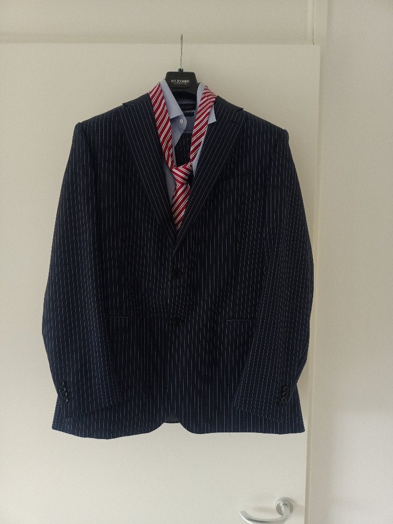 Piet Zoomers pak kostuum ZGAN maat 50 blauw krijtstreep wol, Kleding | Heren, Kostuums en Colberts, Ophalen of Verzenden, Zo goed als nieuw