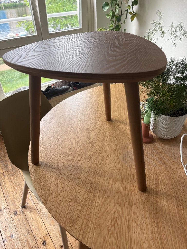 Bijzettafel 55x55x40cm, Minder dan 55 cm, Rond, Zo goed als nieuw, Hout