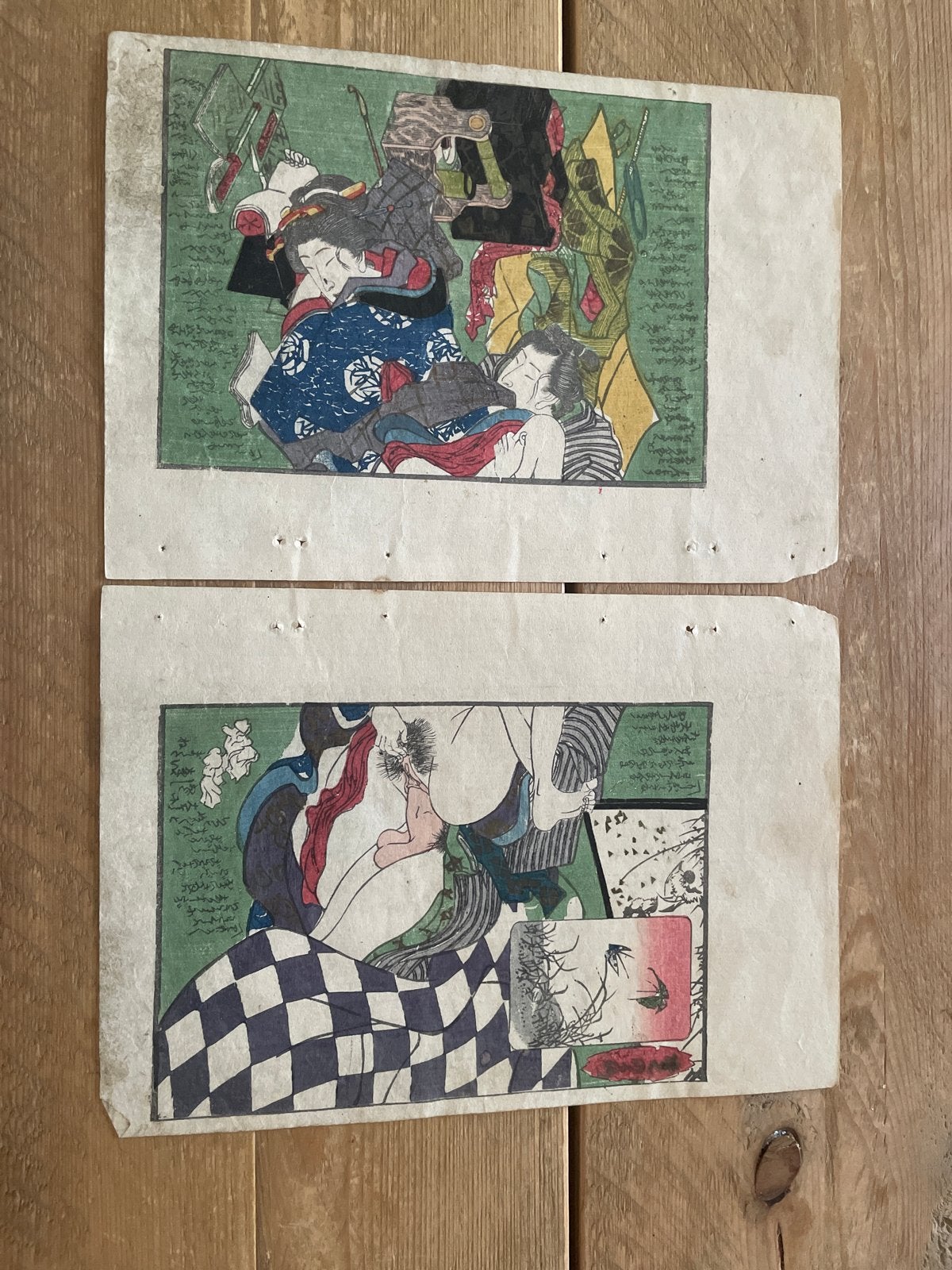 Japanse Houtsnede - Shunga - Erotische Kunst, Schilderij, Handgemaakt, Ophalen of Verzenden, Papier/karton