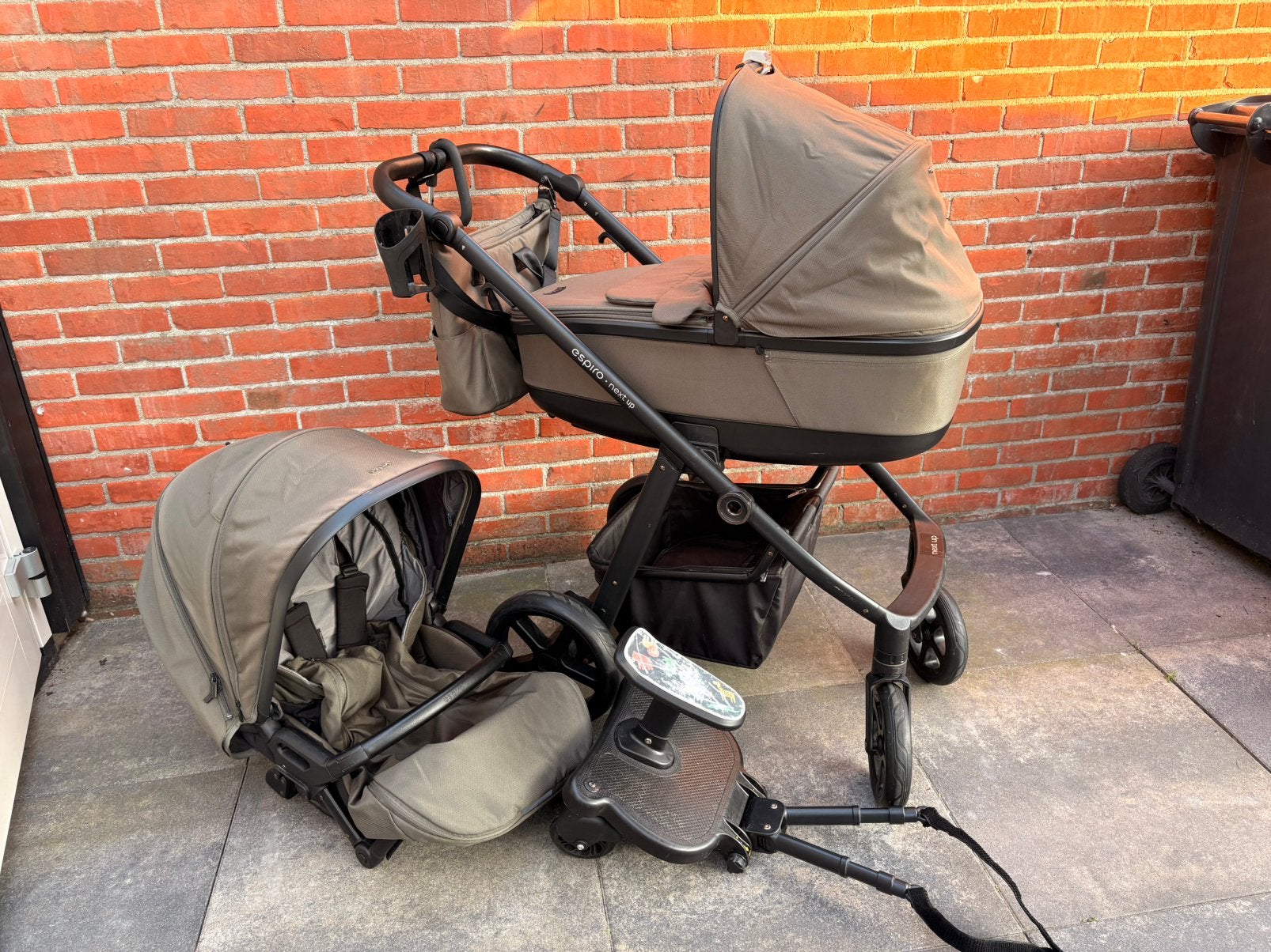 Espiro Next Up kinderwagen met allerlei toebehoren, Gebruikt, Combiwagen, Verstelbare duwstang, Ophalen