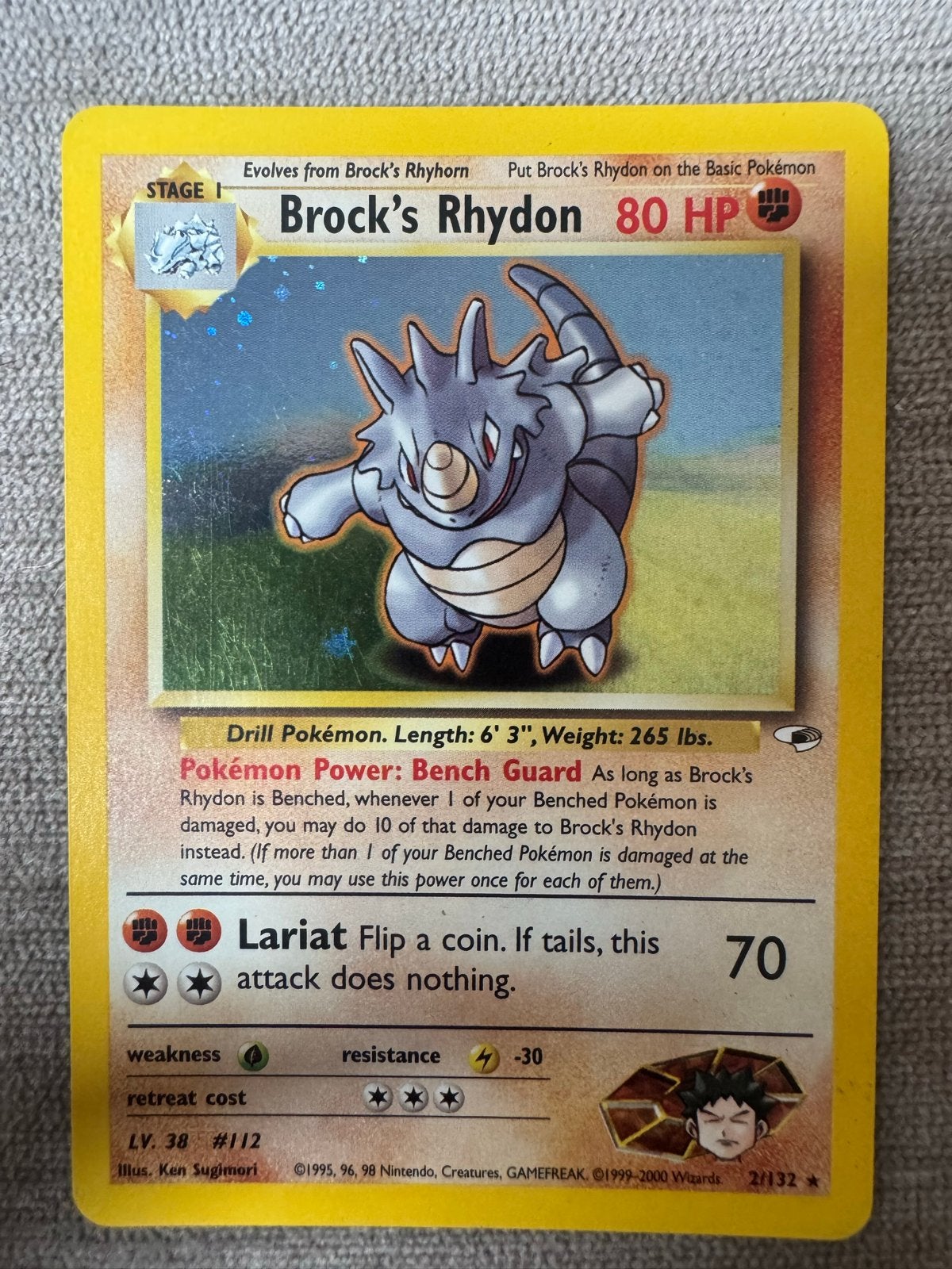 Brock's Rhydon Pokémon Kaart (Gym Heroes 2/132), Ophalen of Verzenden, Gebruikt, Losse kaart