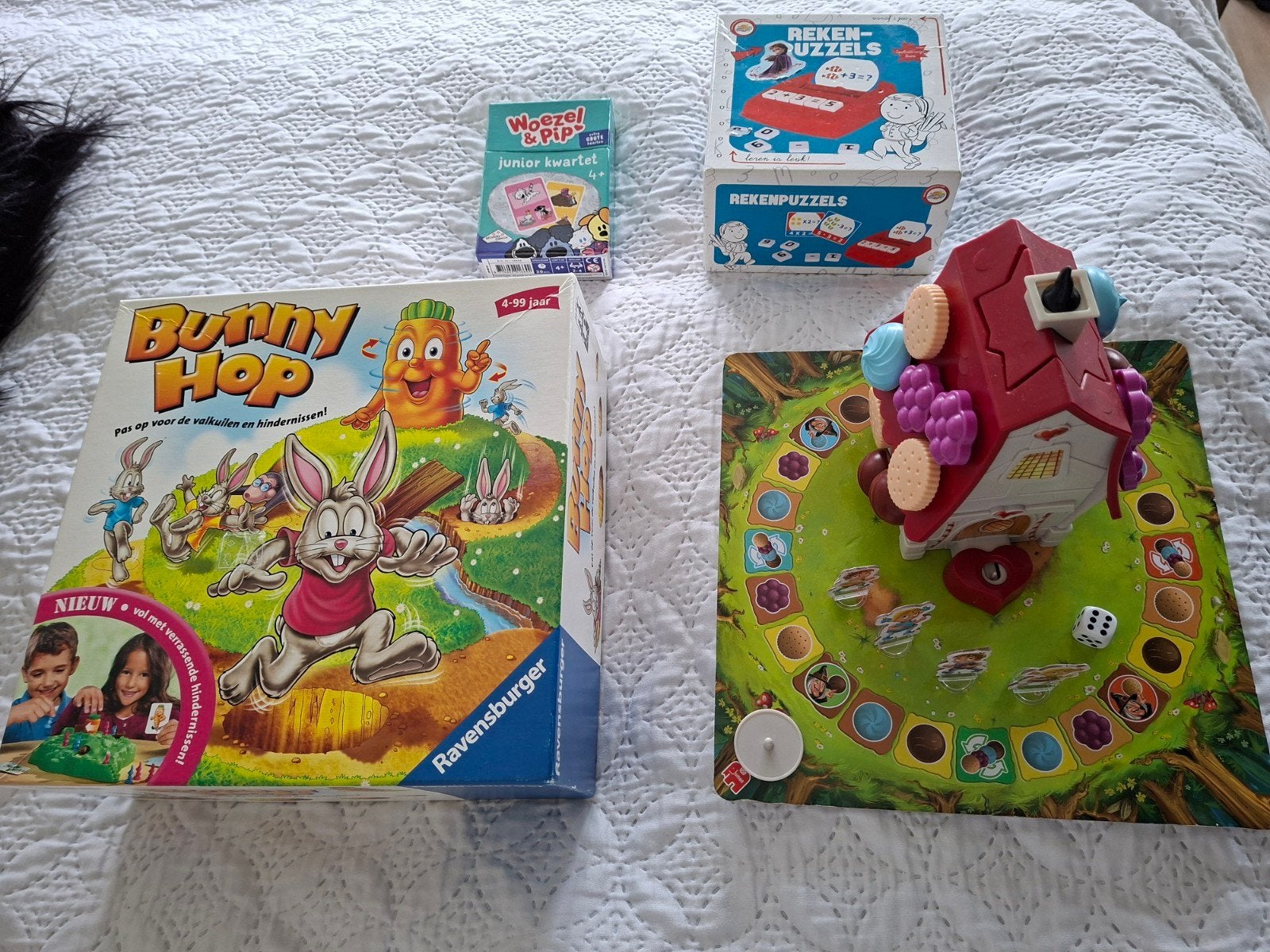 Bunny Hop, Hans en Grietje spel, Woezel & Pip kwartet, Drie of vier spelers, Ophalen of Verzenden, Gebruikt, Ravensburger, Jumbo