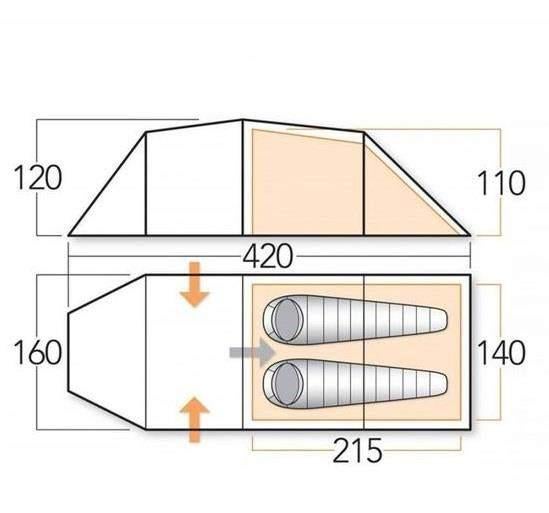 Vango Omega 250 2 persoons Trekkerstent nieuw, Vango, Tot en met 2, UK, Nieuw
