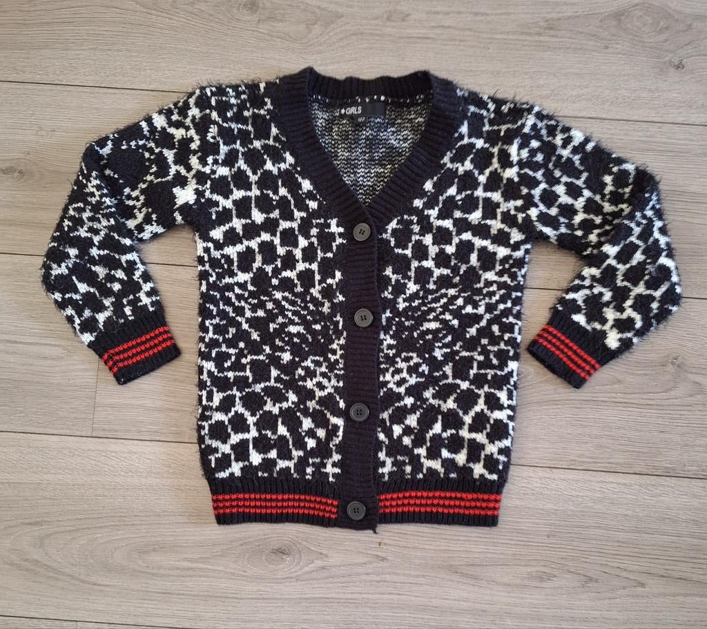 Grls zwart wit vest meisje maat 122 print, Grls, Meisje, Trui of Vest, Ophalen of Verzenden
