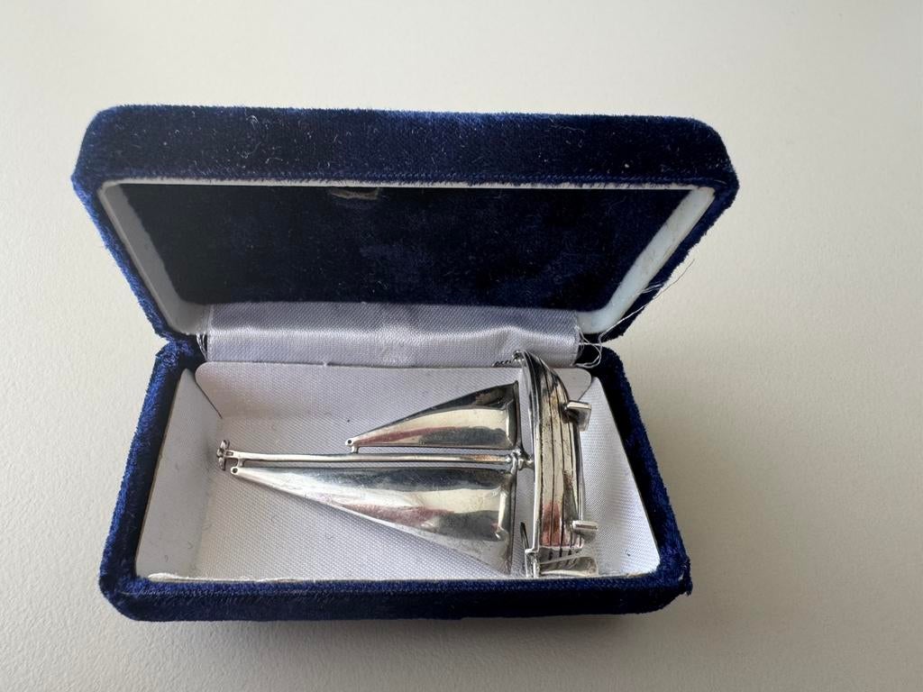 Zilveren miniatuur boot, Antiek en Kunst, Antiek | Goud en Zilver, Ophalen
