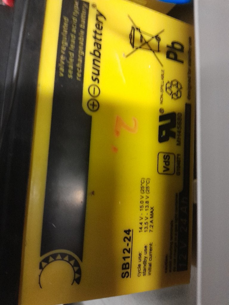 2 accu's 12V 24Ah Sunbattery SB12-24V0 als nieuw, Ophalen of Verzenden, Zo goed als nieuw