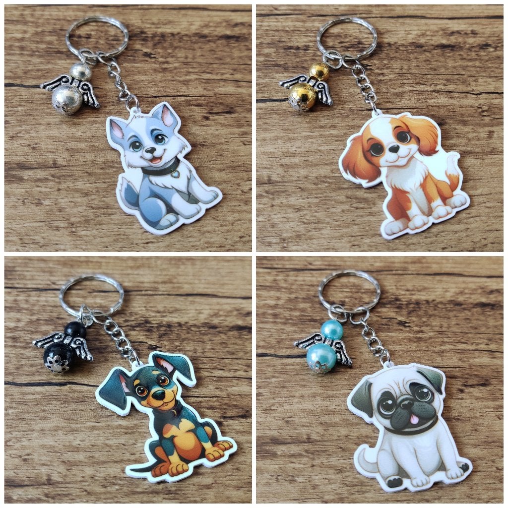 Hanger Border collie Havanezer Pug Yorkie met beschermengel, Verzenden, Nieuw, Overige kleuren, Handtas