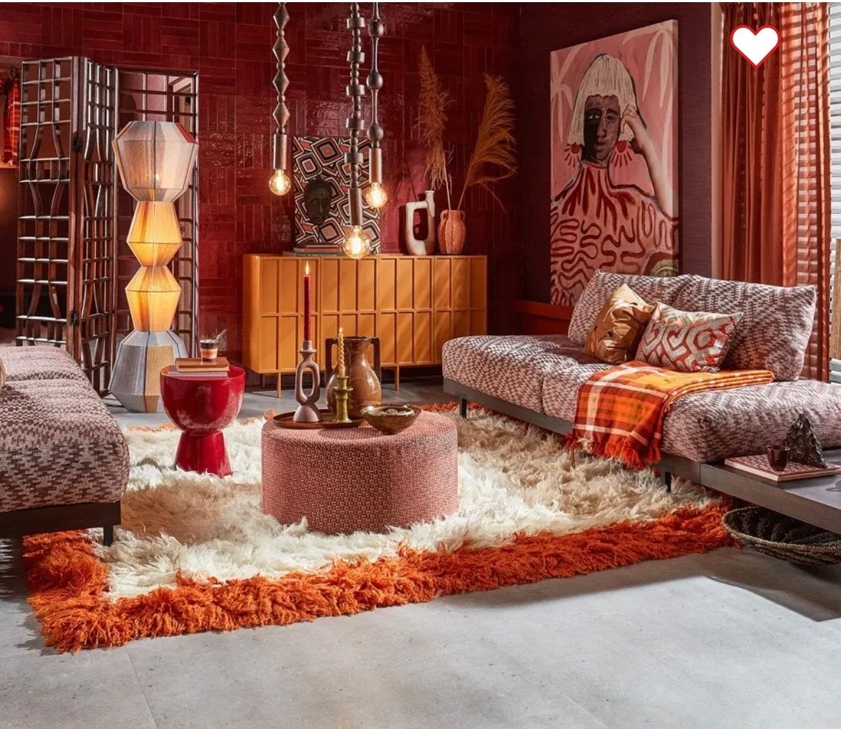 Hk living Vloerkleed fluffy square oranje, Ophalen, Vierkant, 200 cm of meer, Zo goed als nieuw