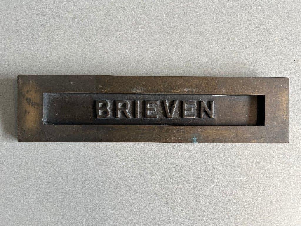 Brievenbus klep massief messing.Vintage, Tuin en Terras, Ophalen of Verzenden, Overige materialen