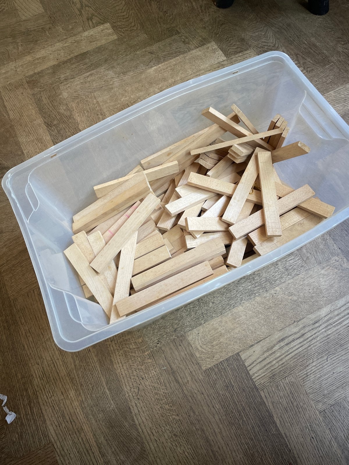 Houten bouwblokken ( a la Kapla) in opbergbak, Ophalen, Gebruikt, Overige merken