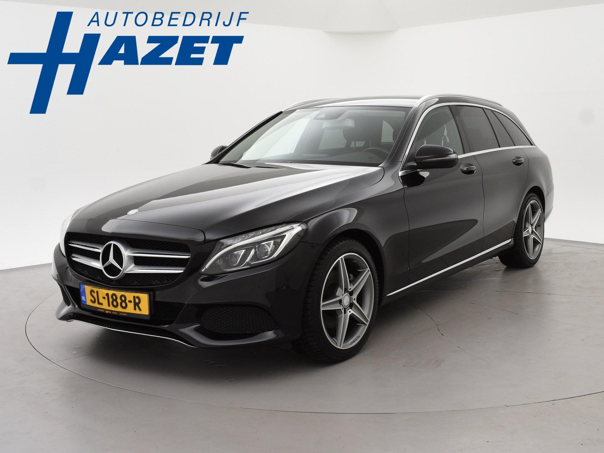 Mercedes-Benz C-klasse Estate 200 PREMIUM PLUS 184 PK AUT. +, Auto's, Automaat, Achterwielaandrijving, Leder en Stof, Zwart