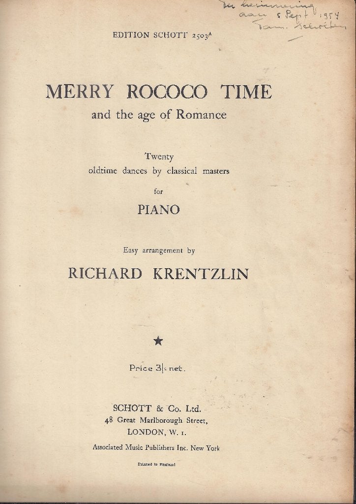 Bo2 bladmuziek Merry Rococo Time ( Piano ), Gebruikt, Klassiek, Ophalen of Verzenden, Artiest of Componist
