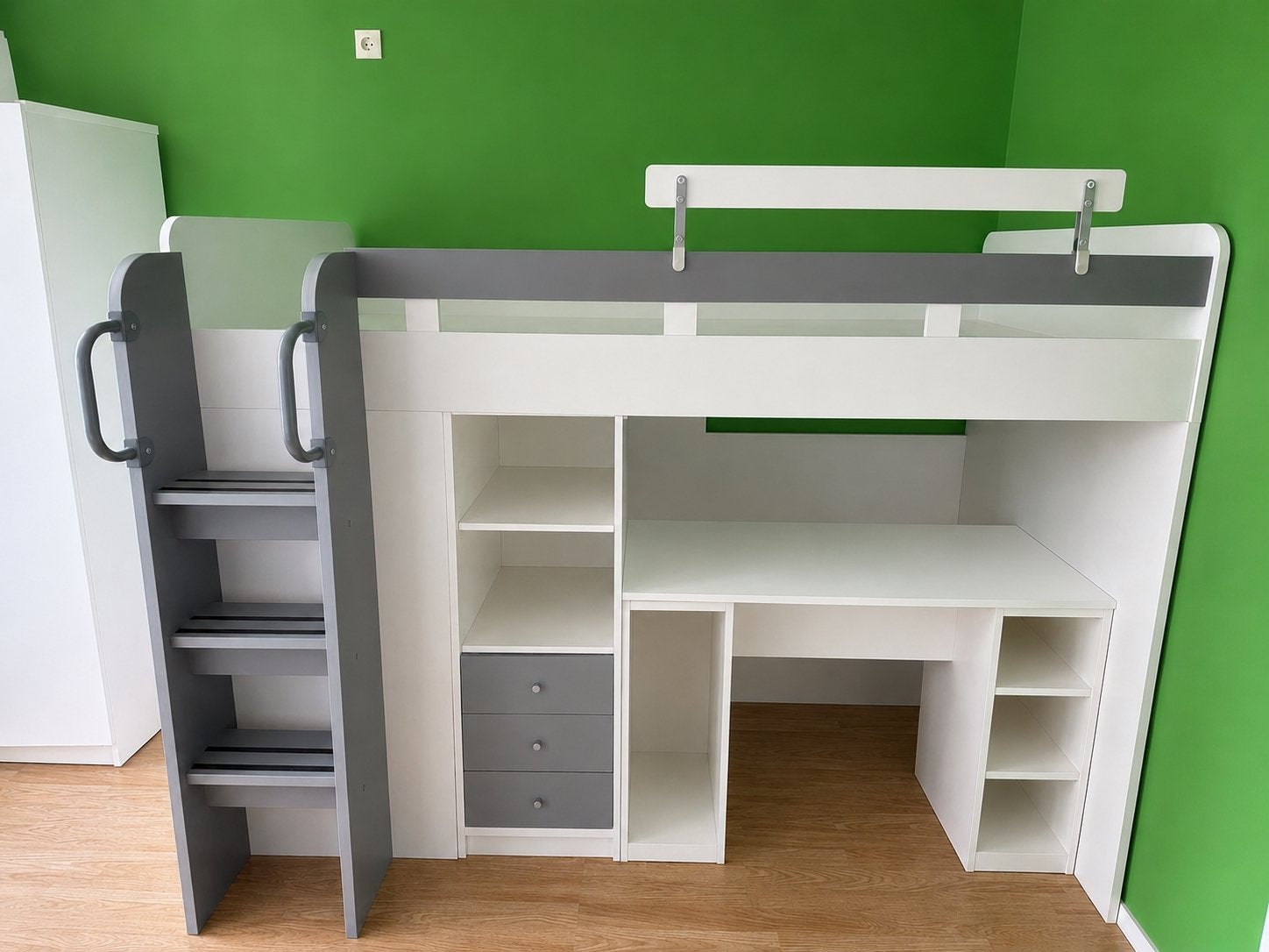 Hoogslaper met opbergruimte en bureau, Ophalen, Gebruikt, Eenpersoons, Minder dan 160 cm