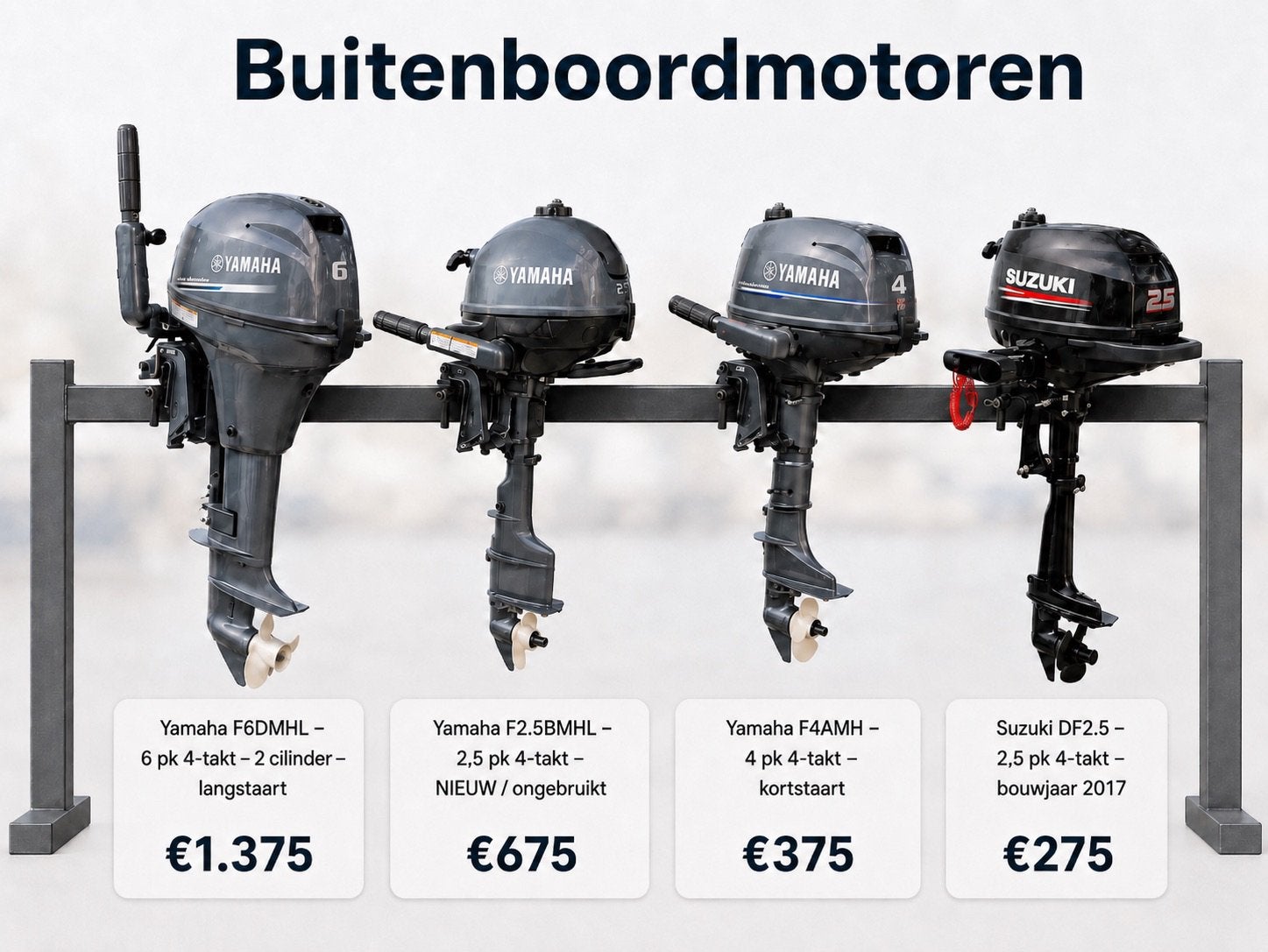 Yamaha 2pk - 2,5pk - 4pk - 6pk en Suzuki 2,5pk, Ophalen, Minder dan 5 pk, Viertaktmotor, Zo goed als nieuw