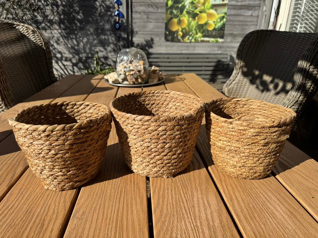 3 mandjes, Ophalen, Zo goed als nieuw, Rond, Riet