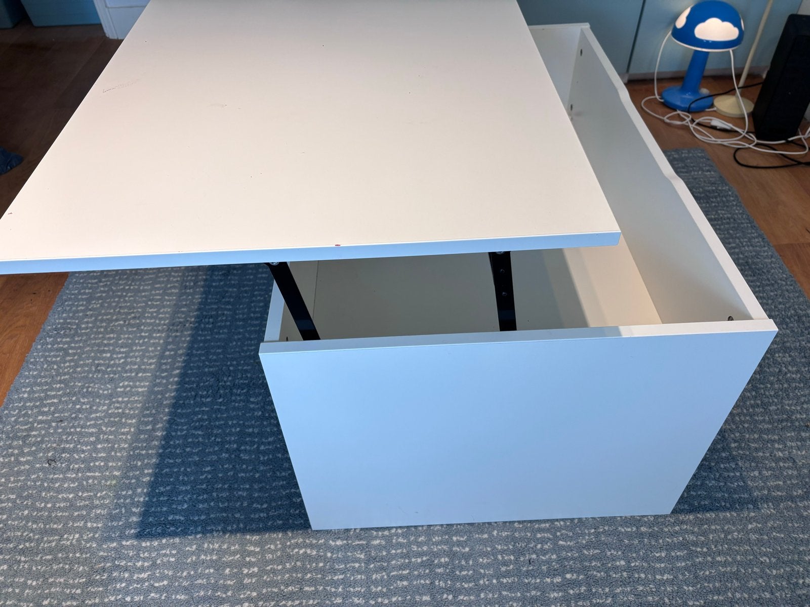 IKEA Ostavall verstelbare salontafel wit met opbergruimte, Ophalen, Gebruikt, 100 tot 150 cm, 50 tot 100 cm