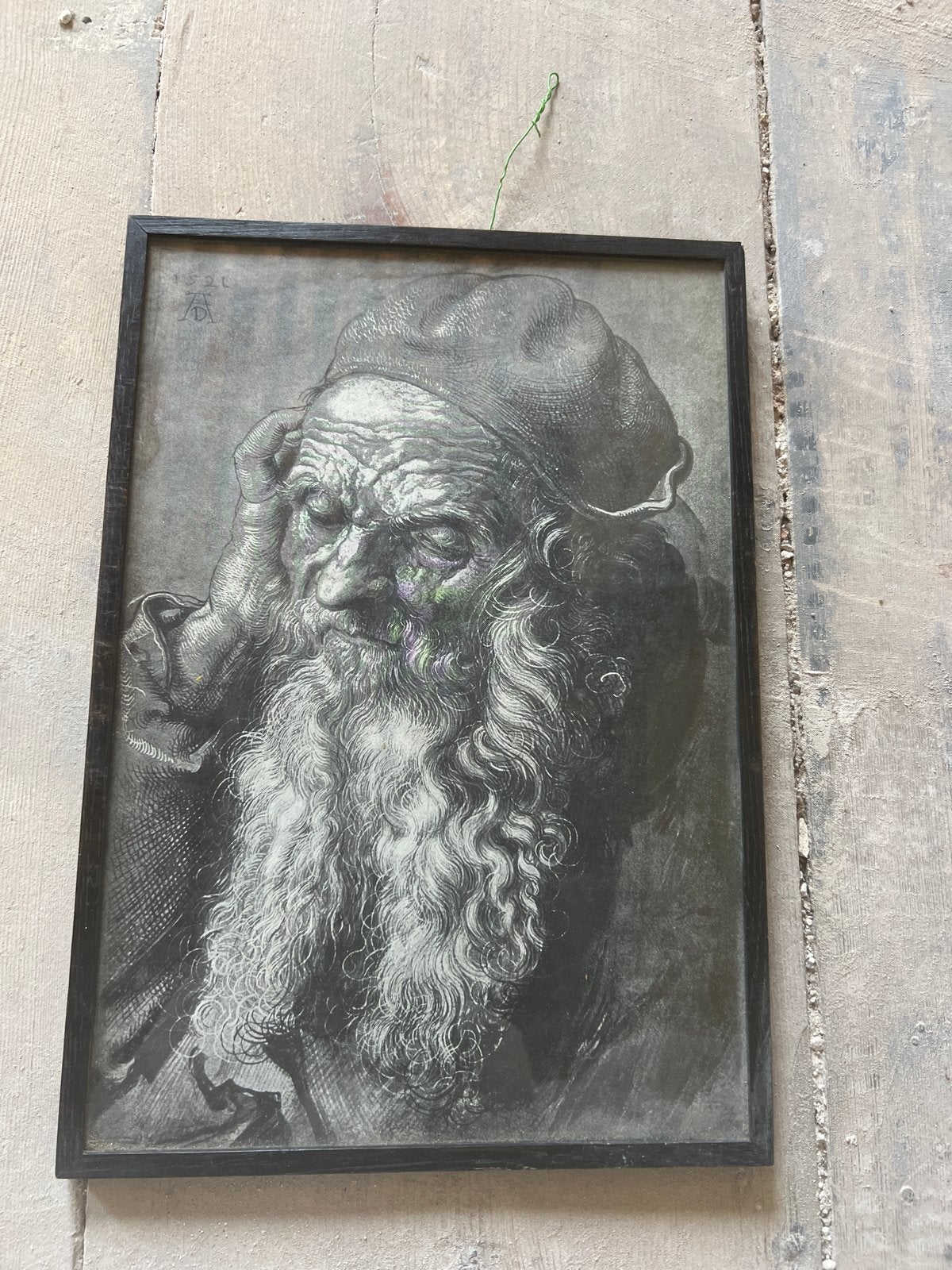 Oude man met baard - Albrecht Dürer reproductie, Antiek en Kunst, Ingelijst, Overige technieken, Portret, Ophalen of Verzenden