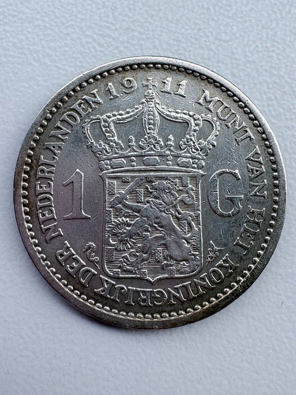 Zilveren gulden 1911 Koningin Wilhelmina, 1 gulden, Zilver, Ophalen of Verzenden, Koningin Wilhelmina